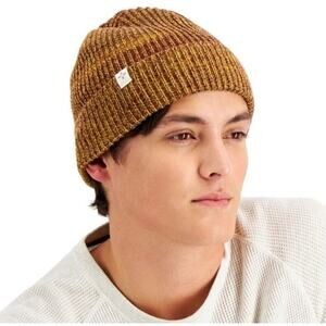 Sun + Stone Men's Brown Melange Ribbed Knit Casual Warm Beanie Hat One Size